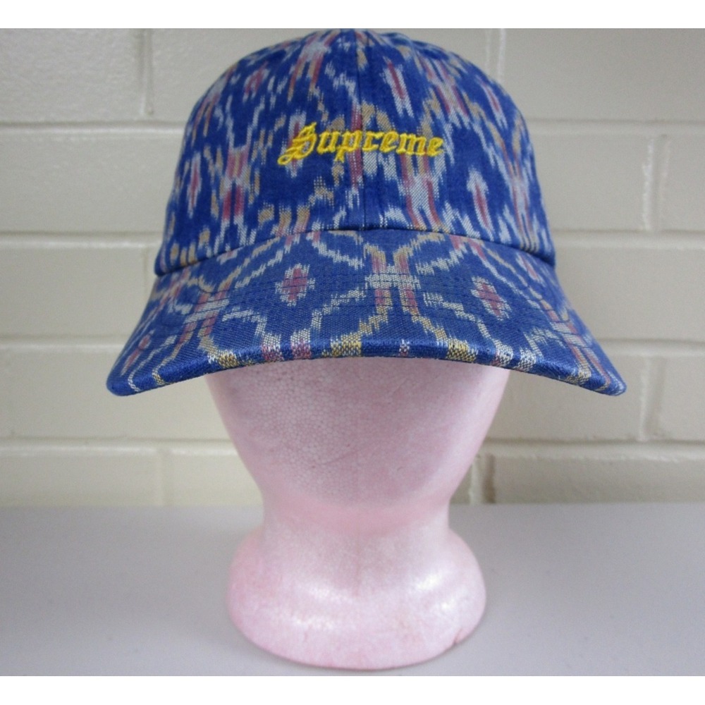 Supreme IKAT 6-Panel Adjustable Men's Hat Strapback Aztec Blue SS21 USA Made